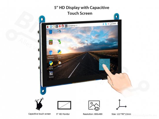 Display Raspberry Pi 5inch LCD cap. touchscreen 8000x480 - Elecrow RC050